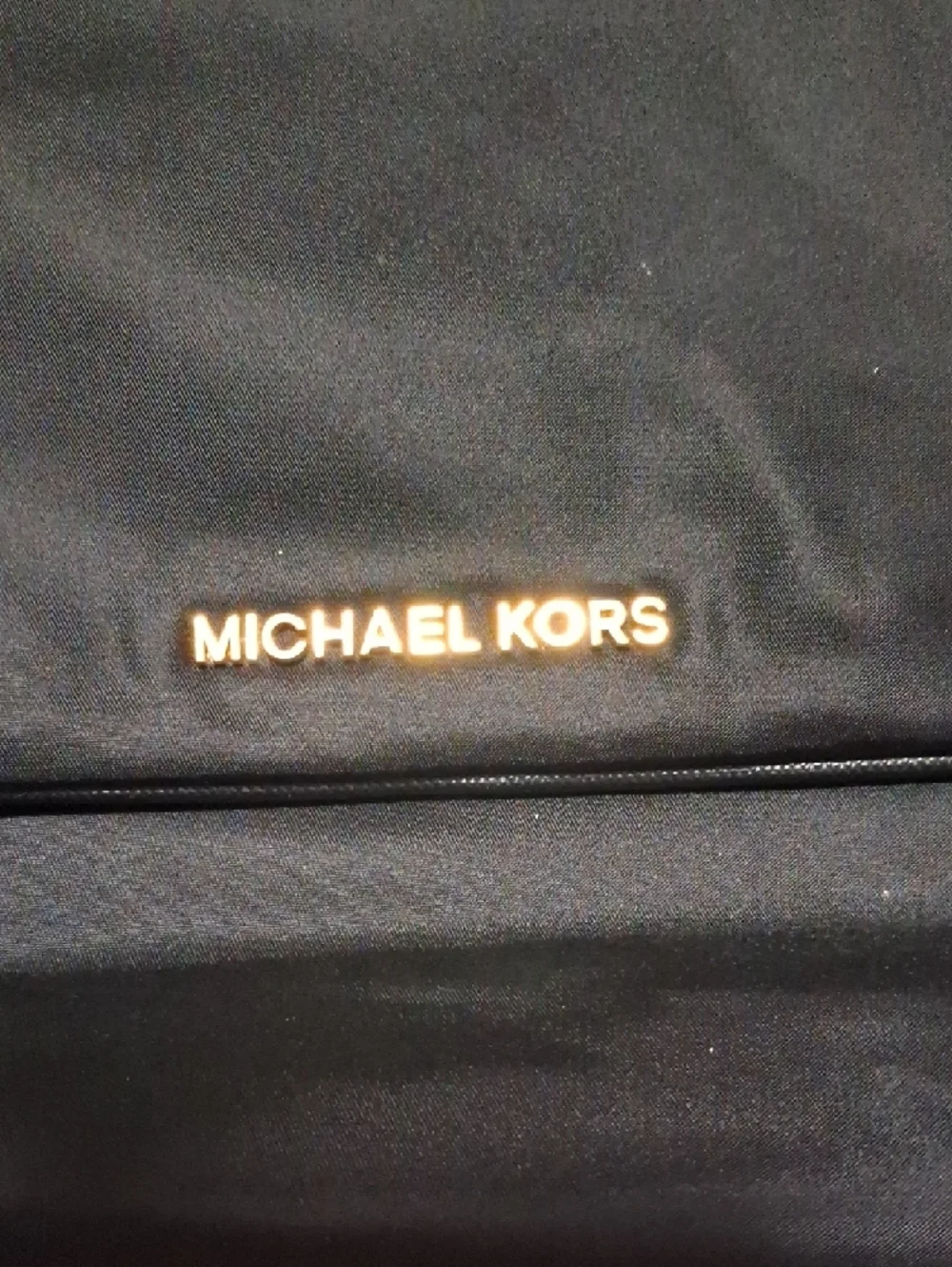 Michael Kors Black Nylon Messenger Bag with Gold Logo